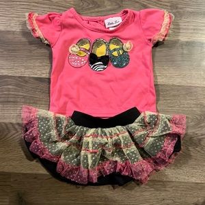 Little Lass 3/6 Month Shoe Outfit with Skirt